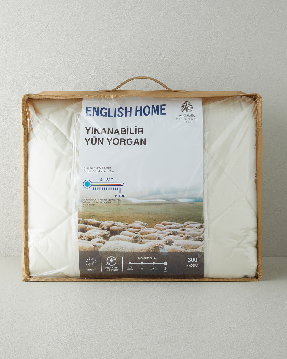 Layna Washable Wool Single Size Quilt 155x215 cm Cream (view 6)
