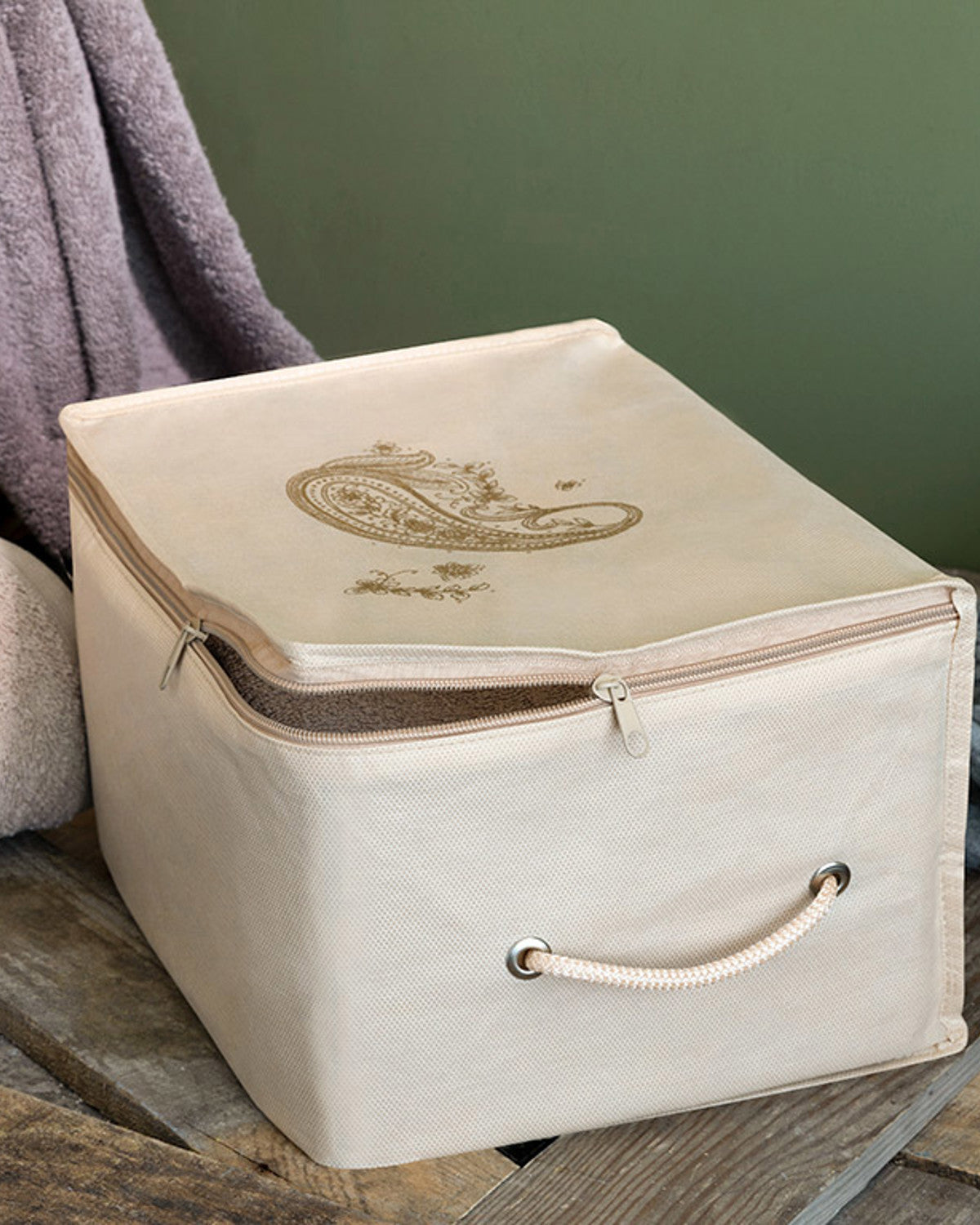 Paisley Storage Bag 30x22x18 cm Beige
