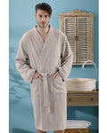 Plain Cotton Men’s Bathrobe S-M Light Beige