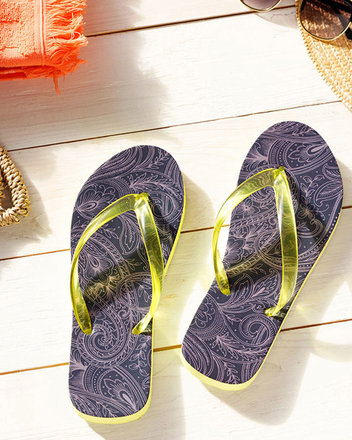 Paisley Flip-Flop Beach Slippers Indigo (view 4)