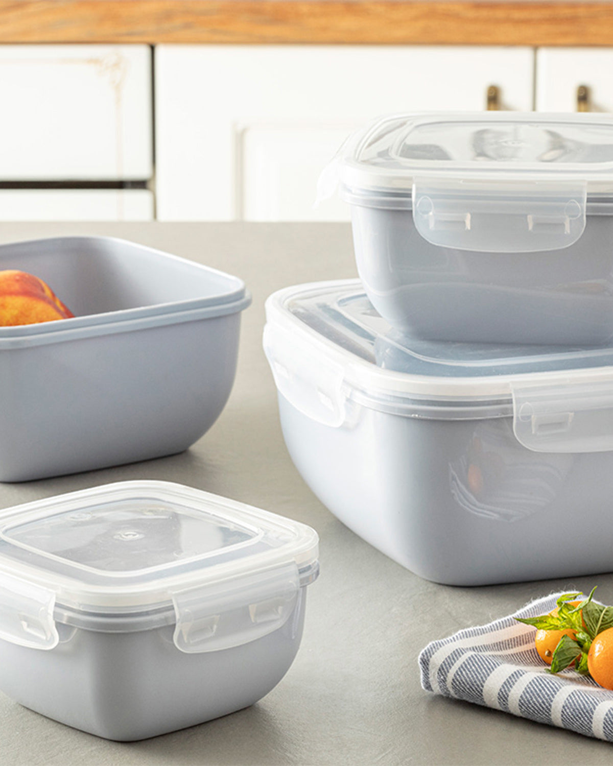 Stella Plastic Square Storage Container 900 ml Gray (view 2)