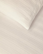 Lior Striped Cotton Satin Duvet Cover Set - Ivory & Anthracite (view 4)