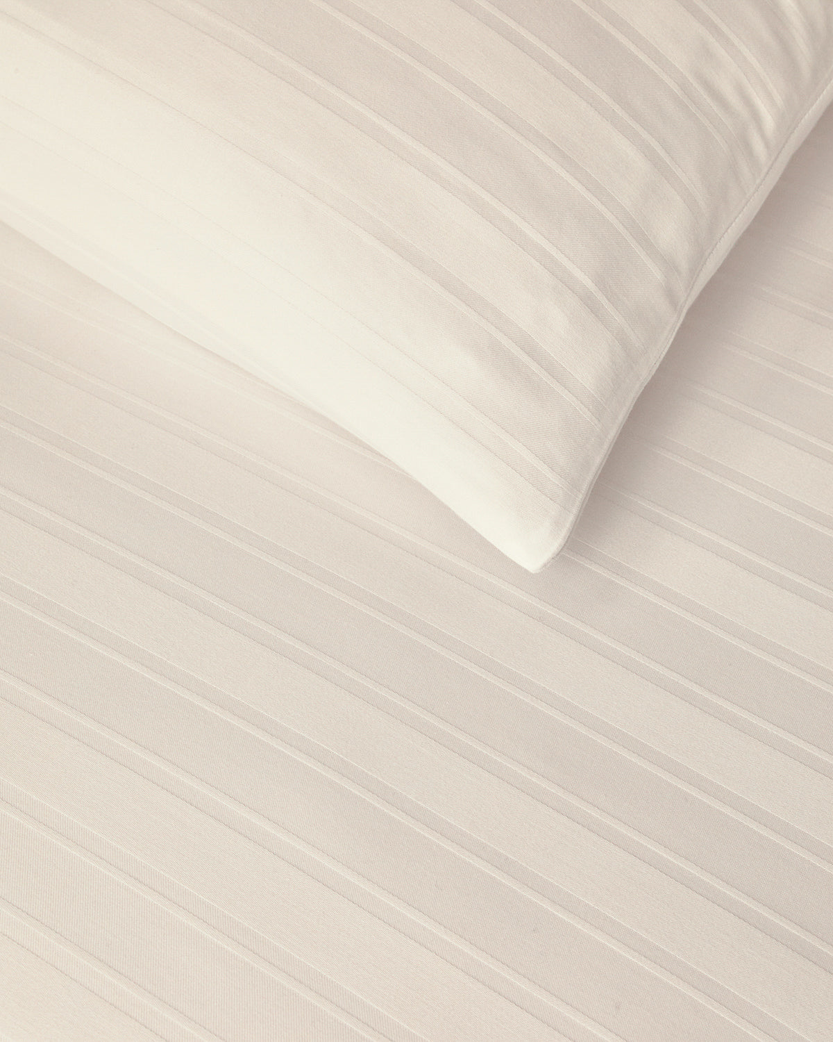 Lior Striped Cotton Satin Duvet Cover Set - Ivory & Anthracite (view 4)