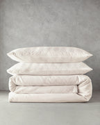 Lior Striped Cotton Satin Duvet Cover Set - Ivory & Anthracite (view 6)