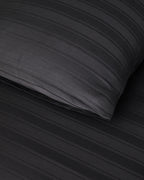 Lior Striped Cotton Satin Duvet Cover Set - Ivory & Anthracite (view 17)