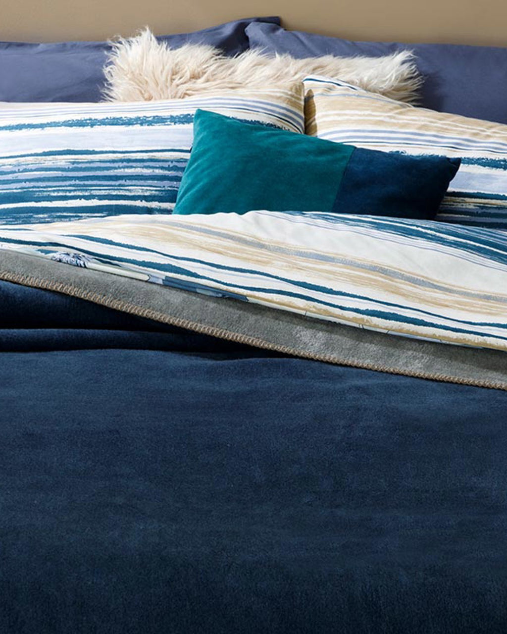 Plain Cotton Blanket - Black - Beige - Single 150x200 cm (view 2)