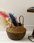 Natural Wicker Basket 23x33x25cm Brown Black