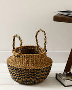 Natural Wicker Basket 23x33x25cm Brown Black (view 2)