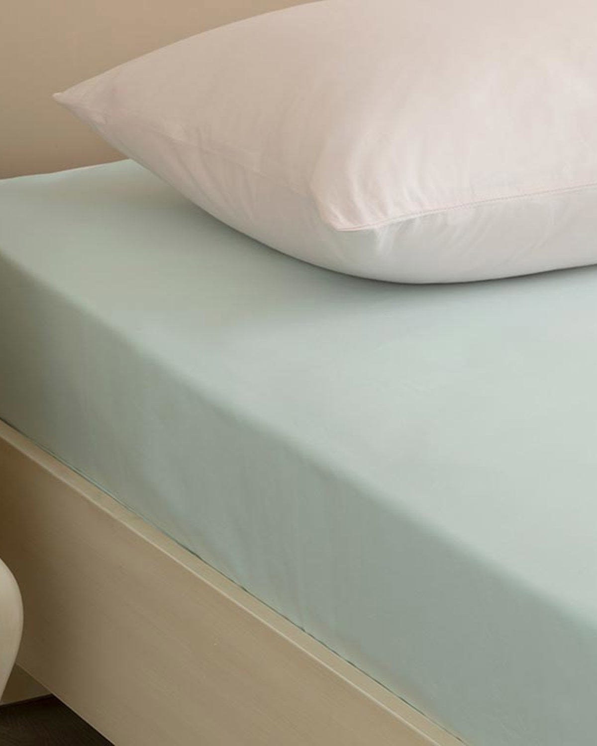 Plain Cotton Single Size Flat Sheet 160x240 cm Light Celadon