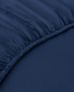Plain Cotton Fitted Sheet Midnight Blue (view 8)