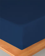 Plain Cotton Fitted Sheet Midnight Blue (view 11)