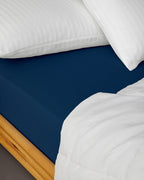 Plain Cotton Fitted Sheet Midnight Blue (view 12)