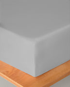 Plain Cotton Fitted Sheet Pebble - King 180x200 cm (view 3)
