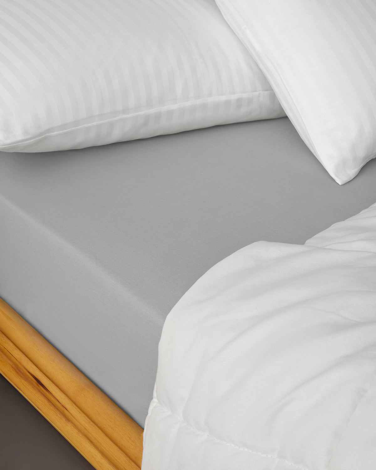 Plain Cotton Fitted Sheet Pebble (view 4)