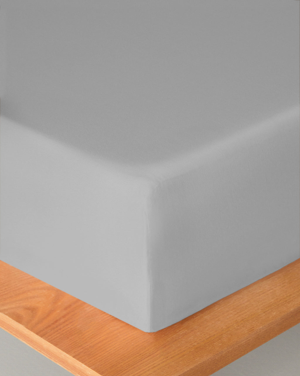 Plain Cotton Fitted Sheet Pebble (view 11)