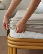 Plain Cotton Fitted Sheet Coffee Foam (view 10)