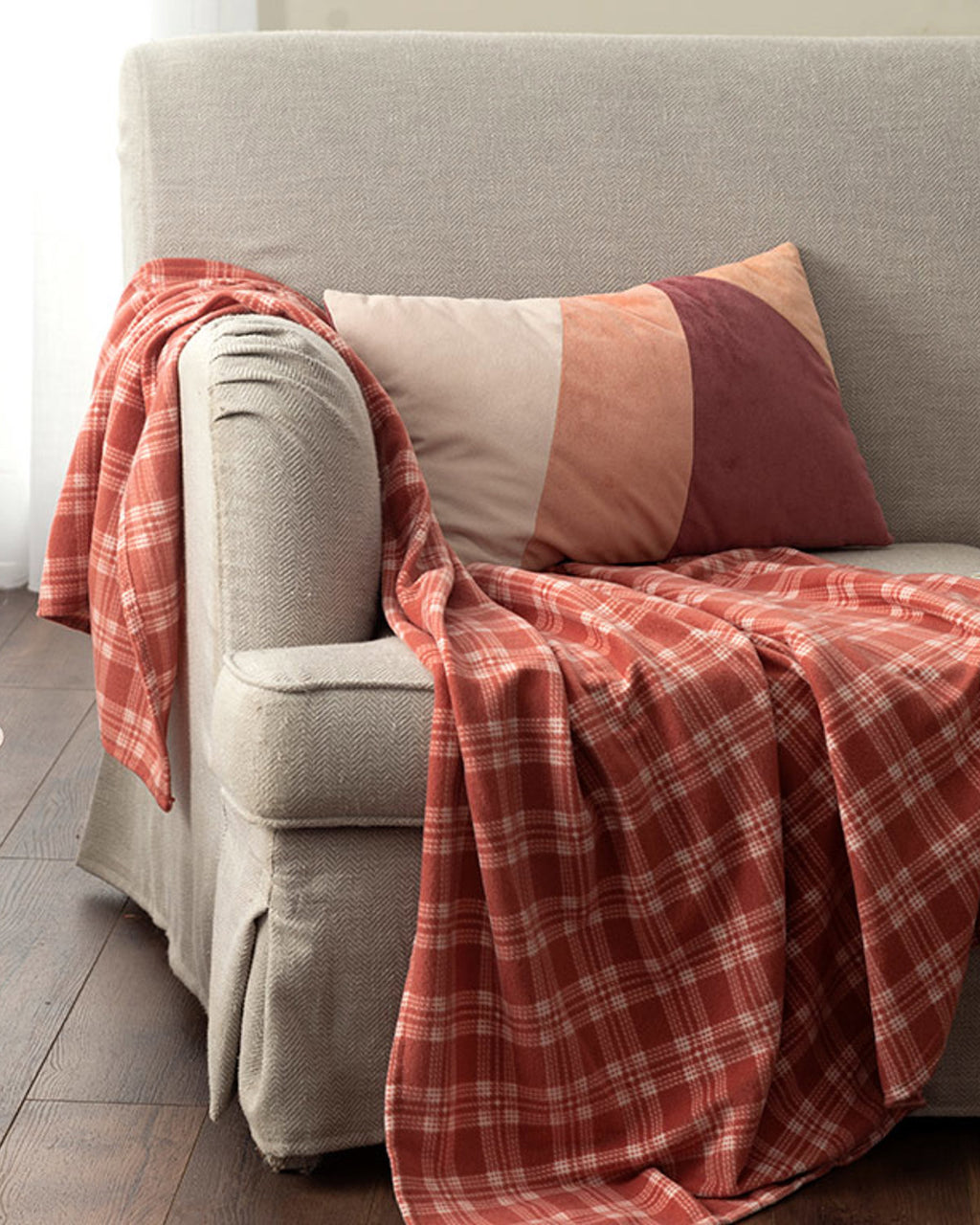 Check Polar Fleece TV Blanket 120x170 cm Dusty Rose