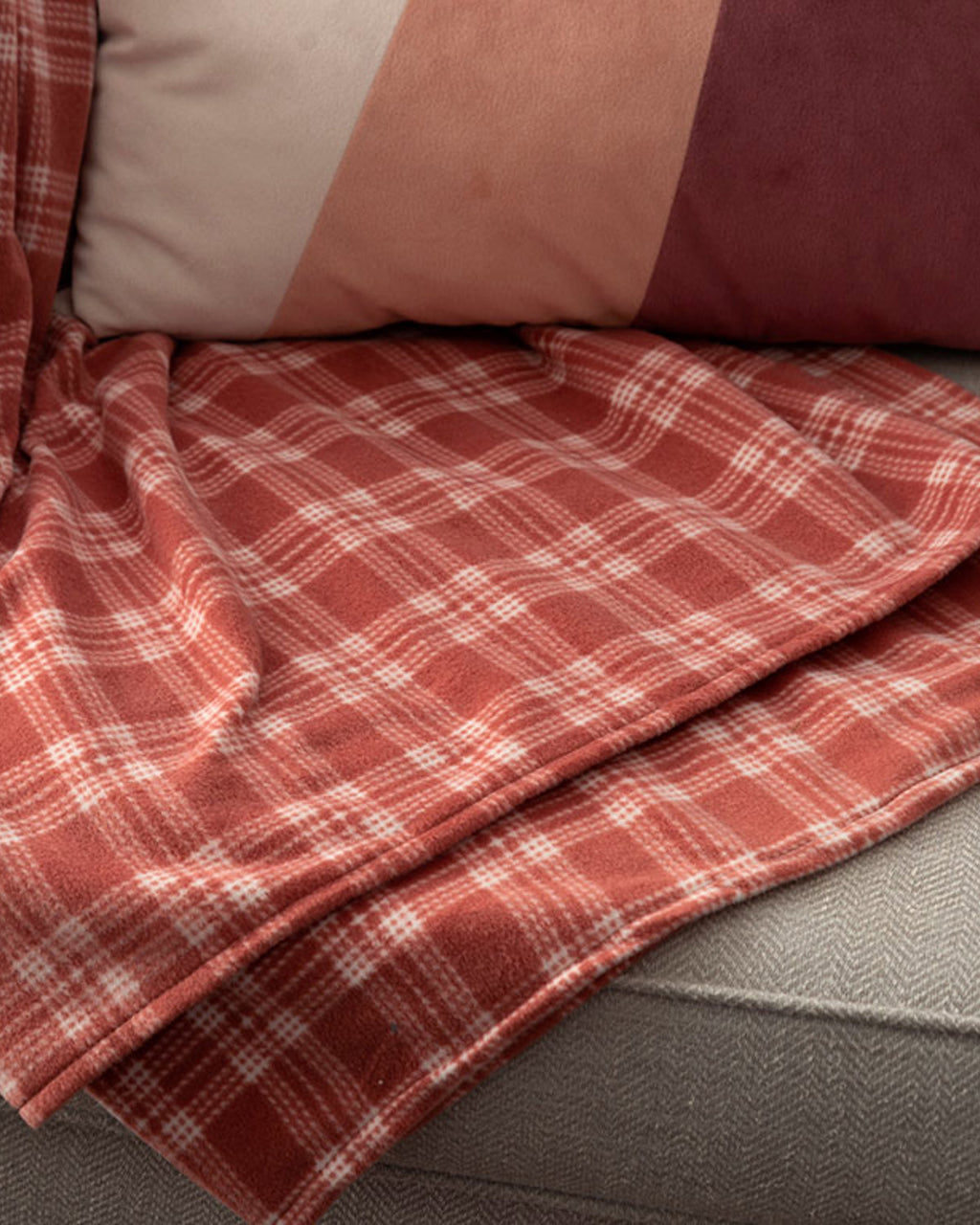 Check Polar Fleece TV Blanket 120x170 cm Dusty Rose (view 2)