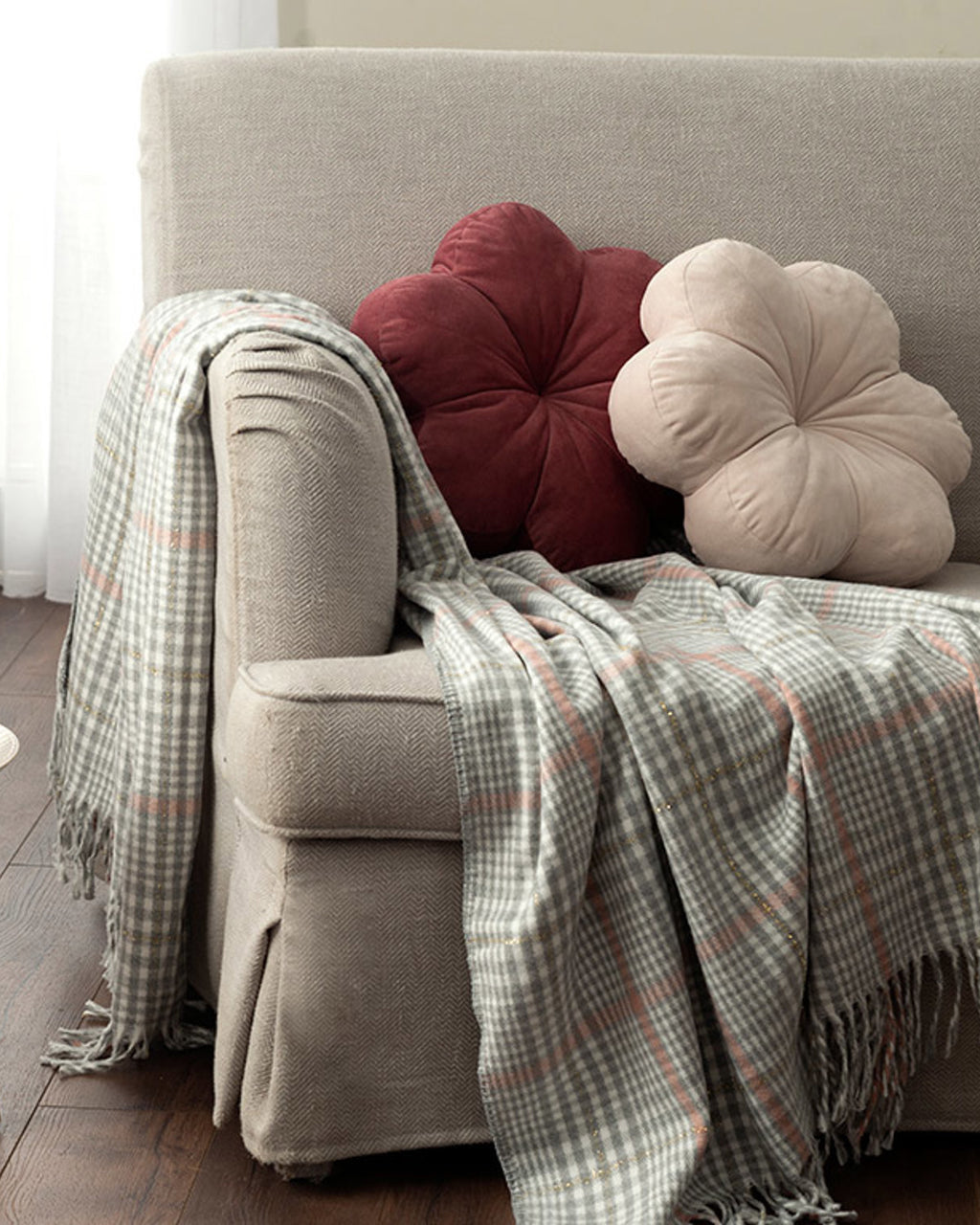 Dupplin Check Glitter Acrylic TV Blanket 120x170 cm Gray
