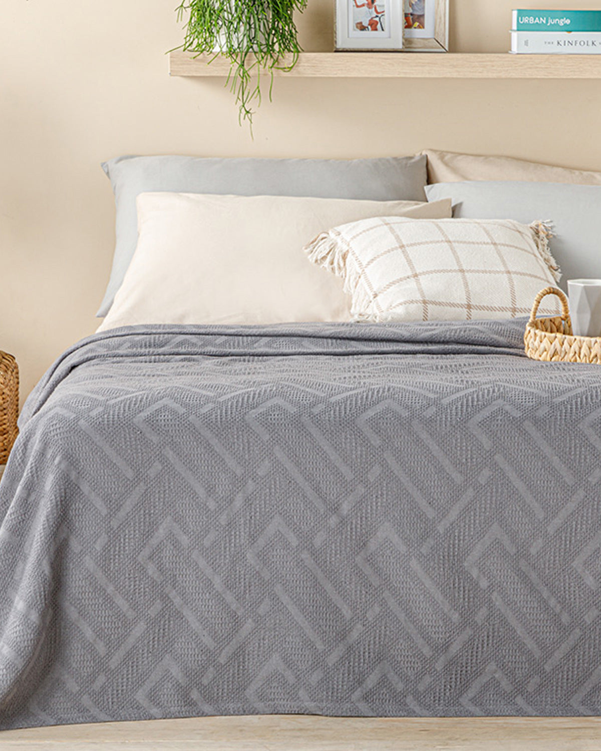 Creative Waffle Jacquard Single Size Summer Blanket 150x220 cm Anthracite