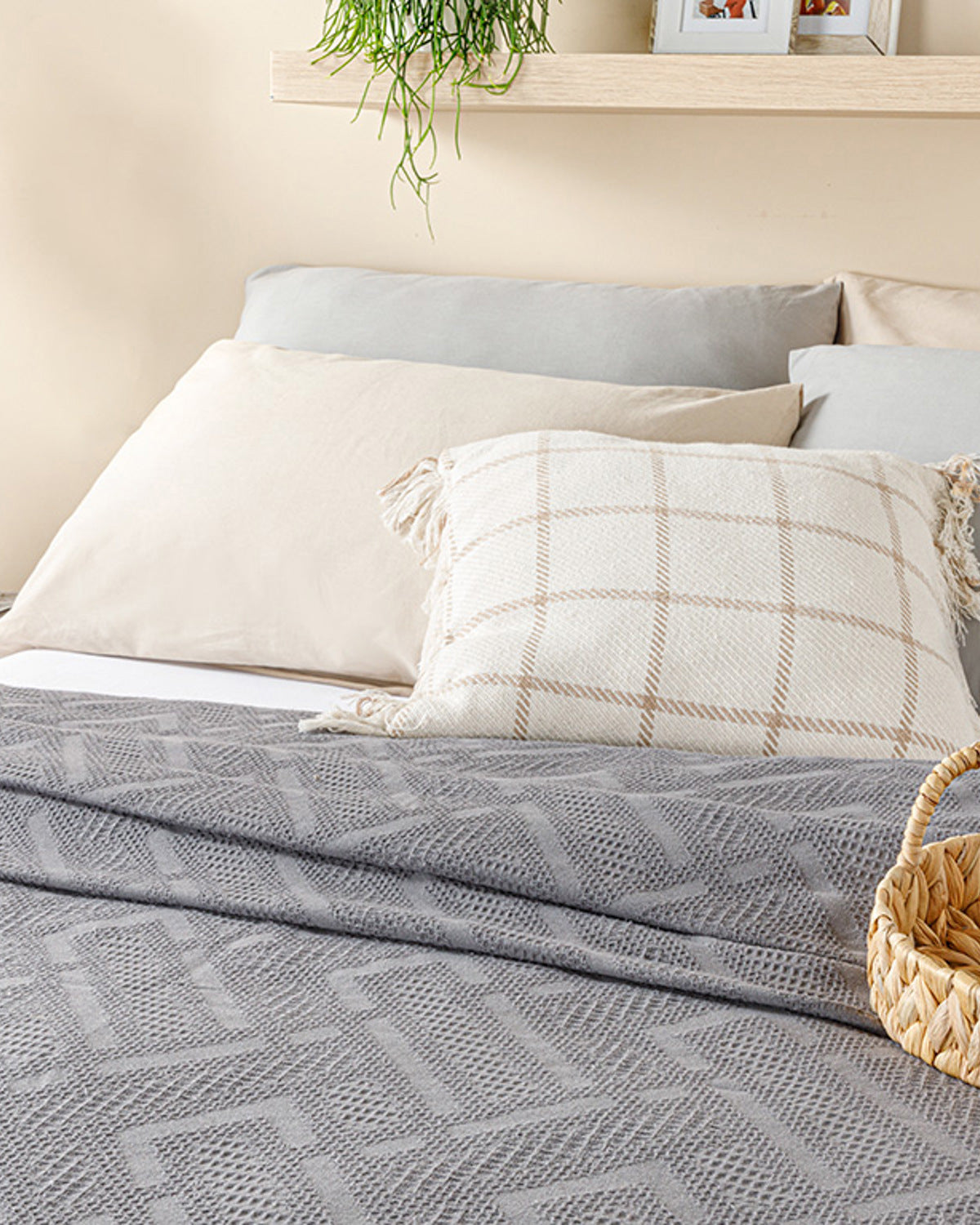 Creative Waffle Jacquard Single Size Summer Blanket 150x220 cm Anthracite (view 2)