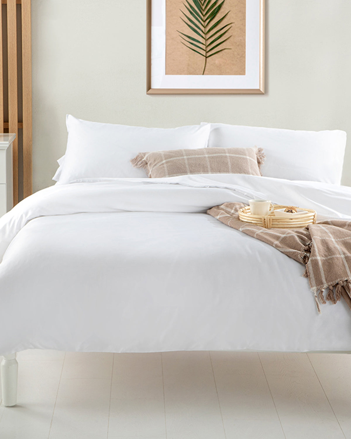 Thick 300 TC Cotton Satin Double Size Duvet Cover Set 200x220 cm White