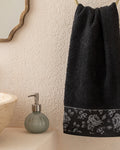 Rose Belle Bordered Face Towel 50x76 cm Anthracite