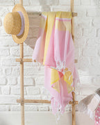 Royal Stripe Cotton Bath Wrap 95x165 cm - Pink - Yellow
