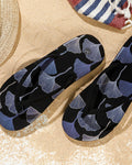 Velvet Suet Slippers Beach Slippers - Navy Blue - 36