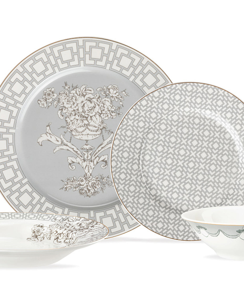 Alessa Porcelain Table Set 24 Pieces, 6 Servings Beige - Gray - Cream (view 2)