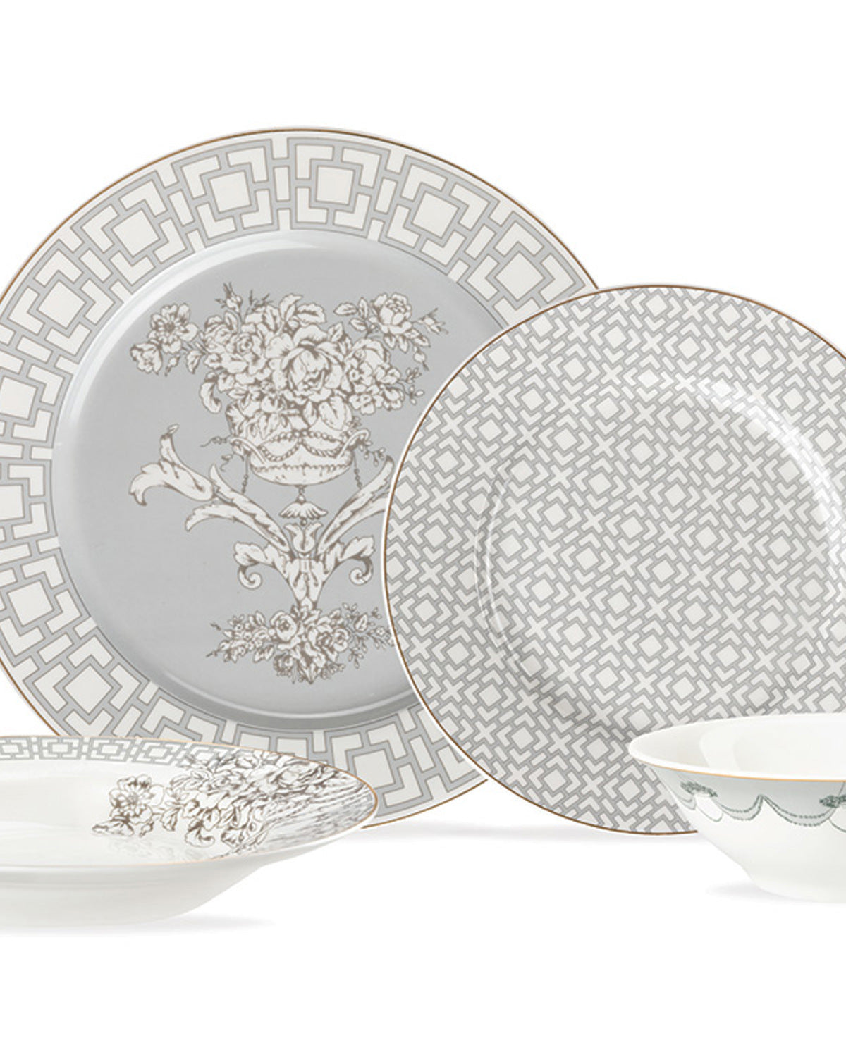 Alessa Porcelain Table Set 24 Pieces, 6 Servings Beige - Gray - Cream (view 2)