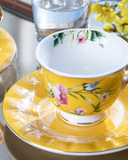 Vanilla New Bone China 4 Pieces 2 Servings Coffee Cup Set 90 ml - Yellow & Violet (view 3)