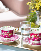 Vanilla New Bone China 4 Pieces 2 Servings Coffee Cup Set 90 ml - Yellow & Violet (view 4)