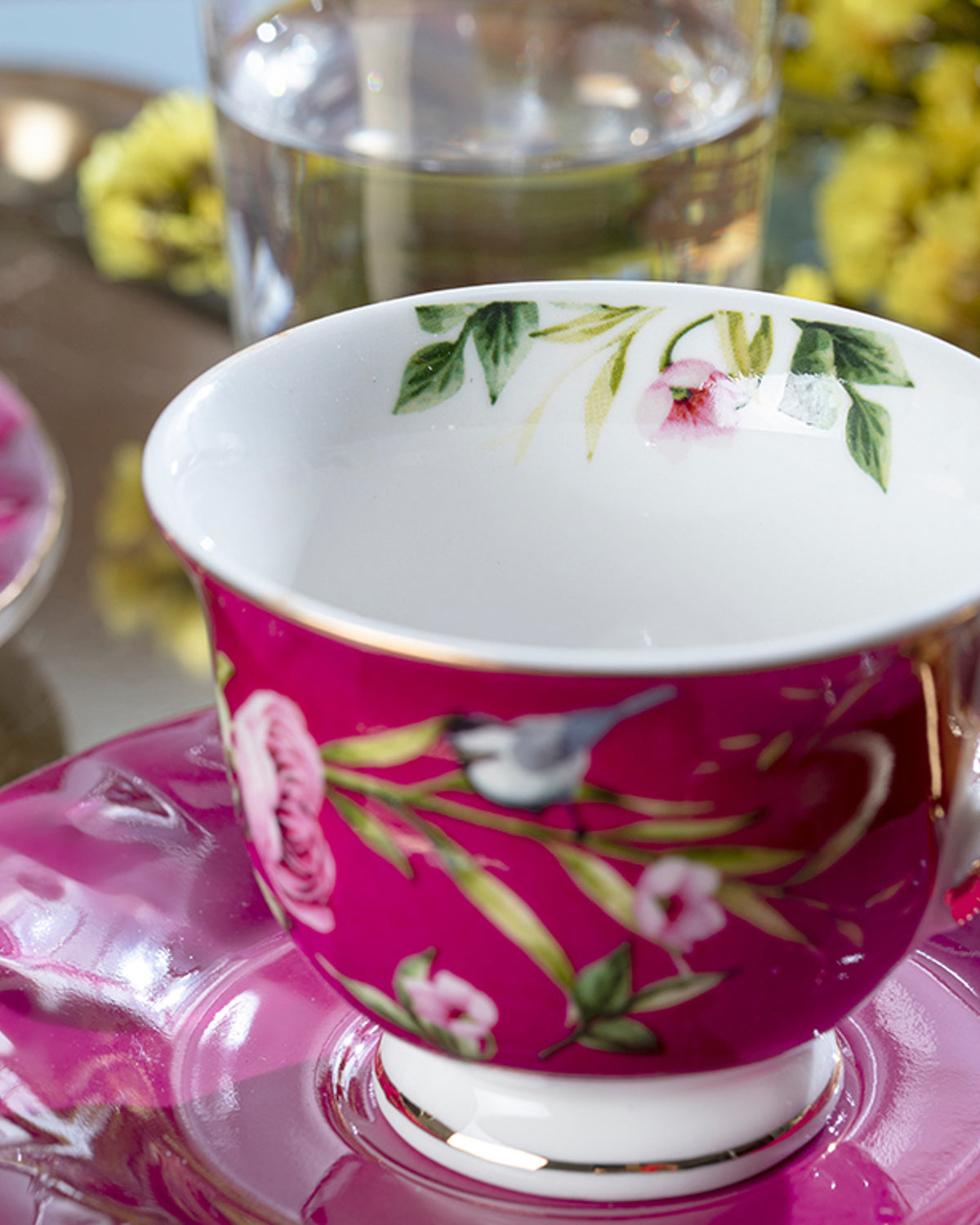 Vanilla New Bone China 4 Pieces 2 Servings Coffee Cup Set 90 ml - Yellow & Violet (view 6)