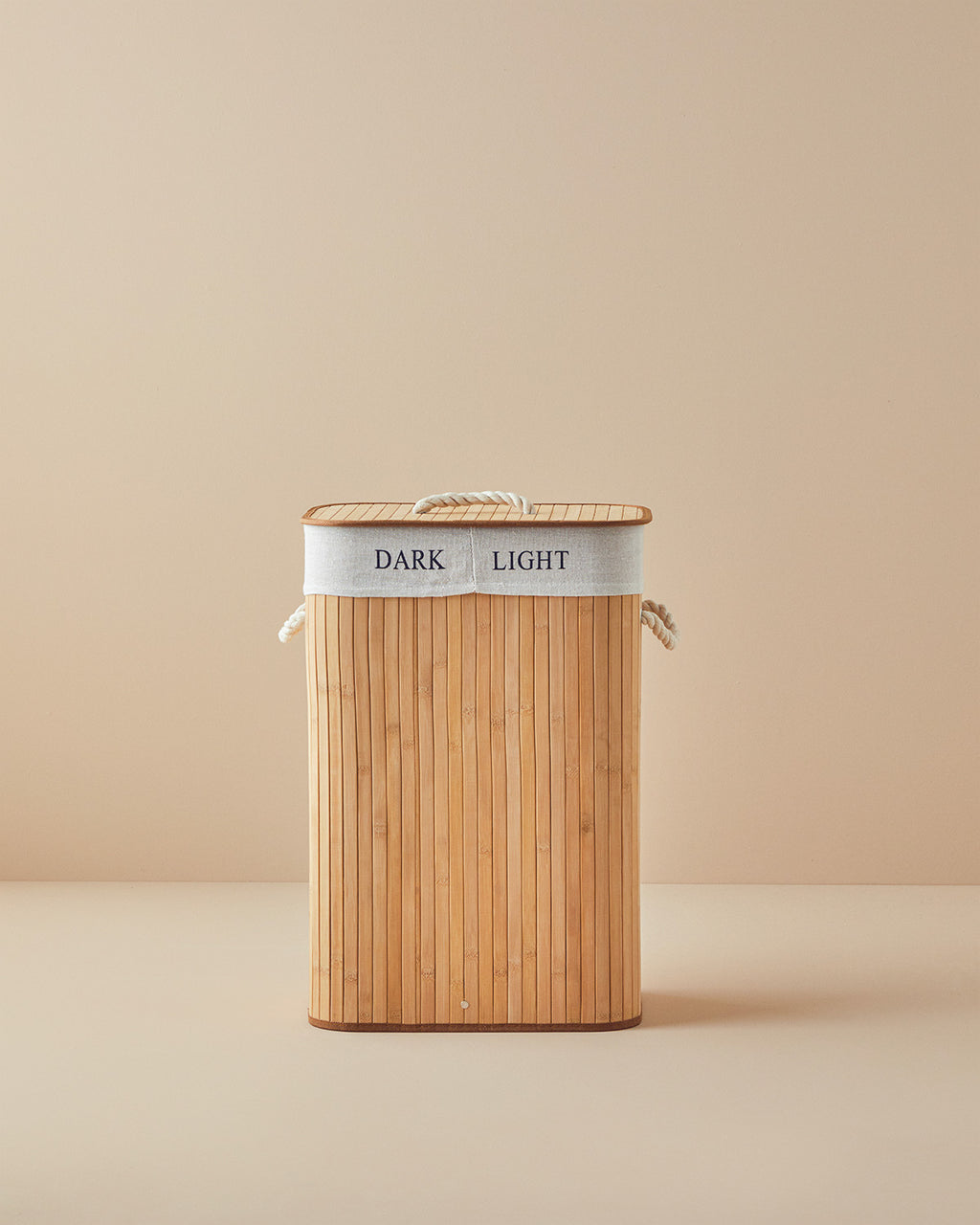 Fancy Bamboo Foldable with 2 Sections Laundry Basket 40x30x60 cm Beige