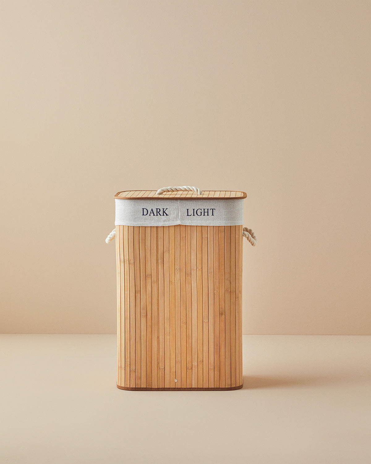 Fancy Bamboo Foldable with 2 Sections Laundry Basket 40x30x60 cm Beige