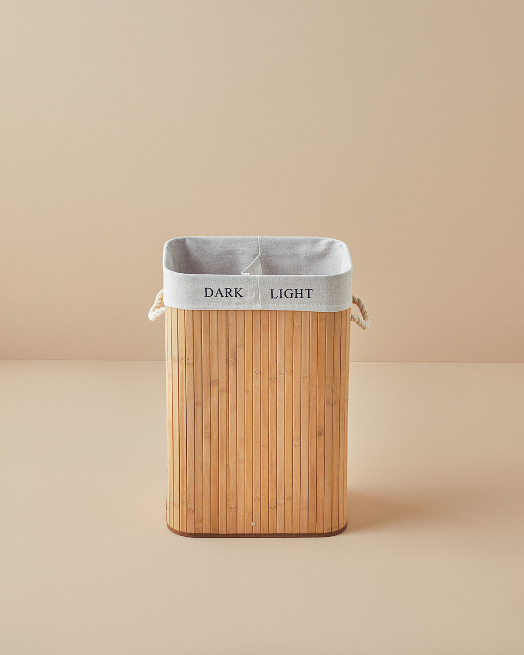 Fancy Bamboo Foldable with 2 Sections Laundry Basket 40x30x60 cm Beige (view 3)