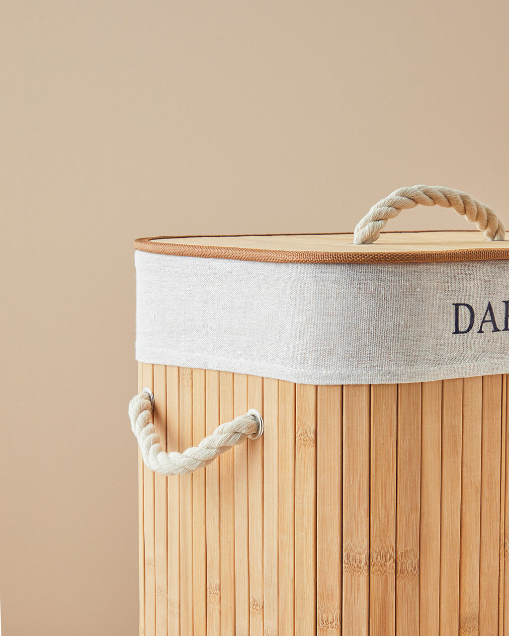 Fancy Bamboo Foldable with 2 Sections Laundry Basket 40x30x60 cm Beige (view 4)