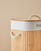 Fancy Bamboo Foldable with 2 Sections Laundry Basket 40x30x60 cm Beige (view 4)