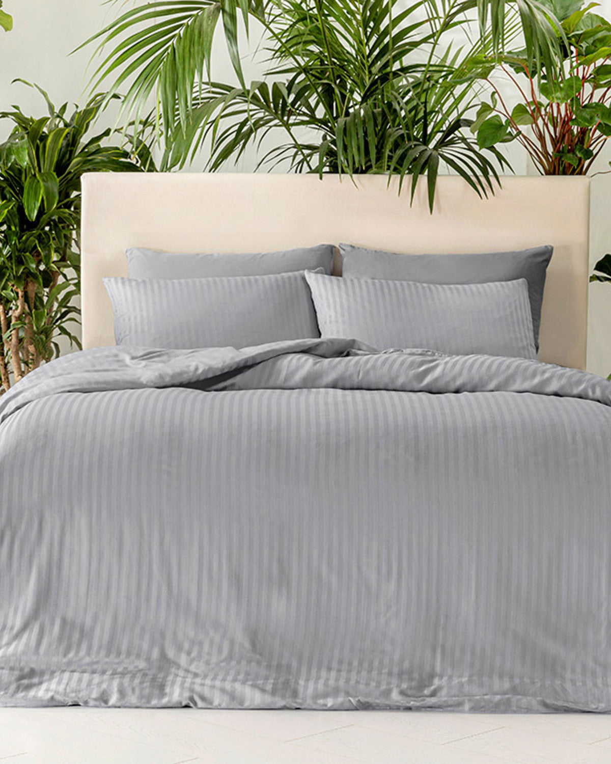 Crystal Silky Twill Super King Duvet Cover Set 260x220 cm - Gray