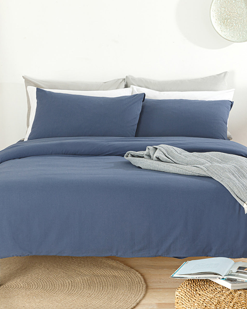 Moderna Plain Flame Duvet Cover Set (view 11)