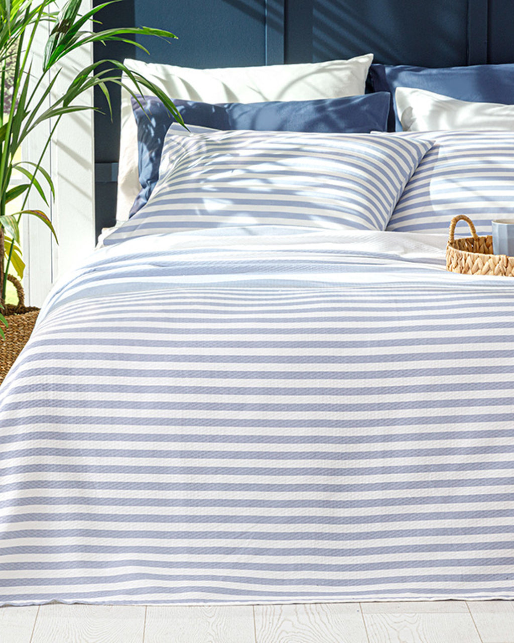 HIP Stripe Printed Single Size Summer Blanket Set 150x220 cm Blue