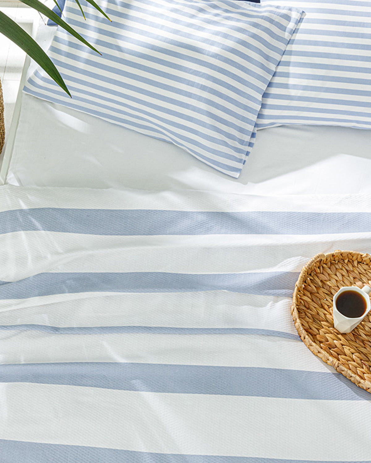 HIP Stripe Printed Single Size Summer Blanket Set 150x220 cm Blue (view 2)