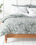 Olive Twig Crêpe Duvet Cover Set Olive Green (view 10)