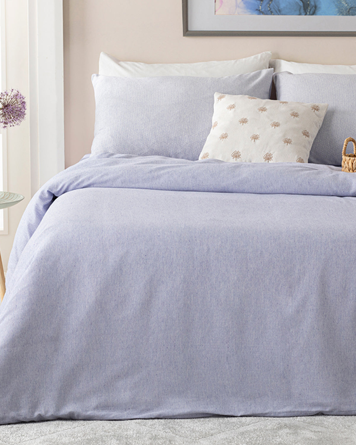 Petite Daisies Yarn Dyed Single Size Duvet Cover Set 160x220 cm Lilac (view 2)