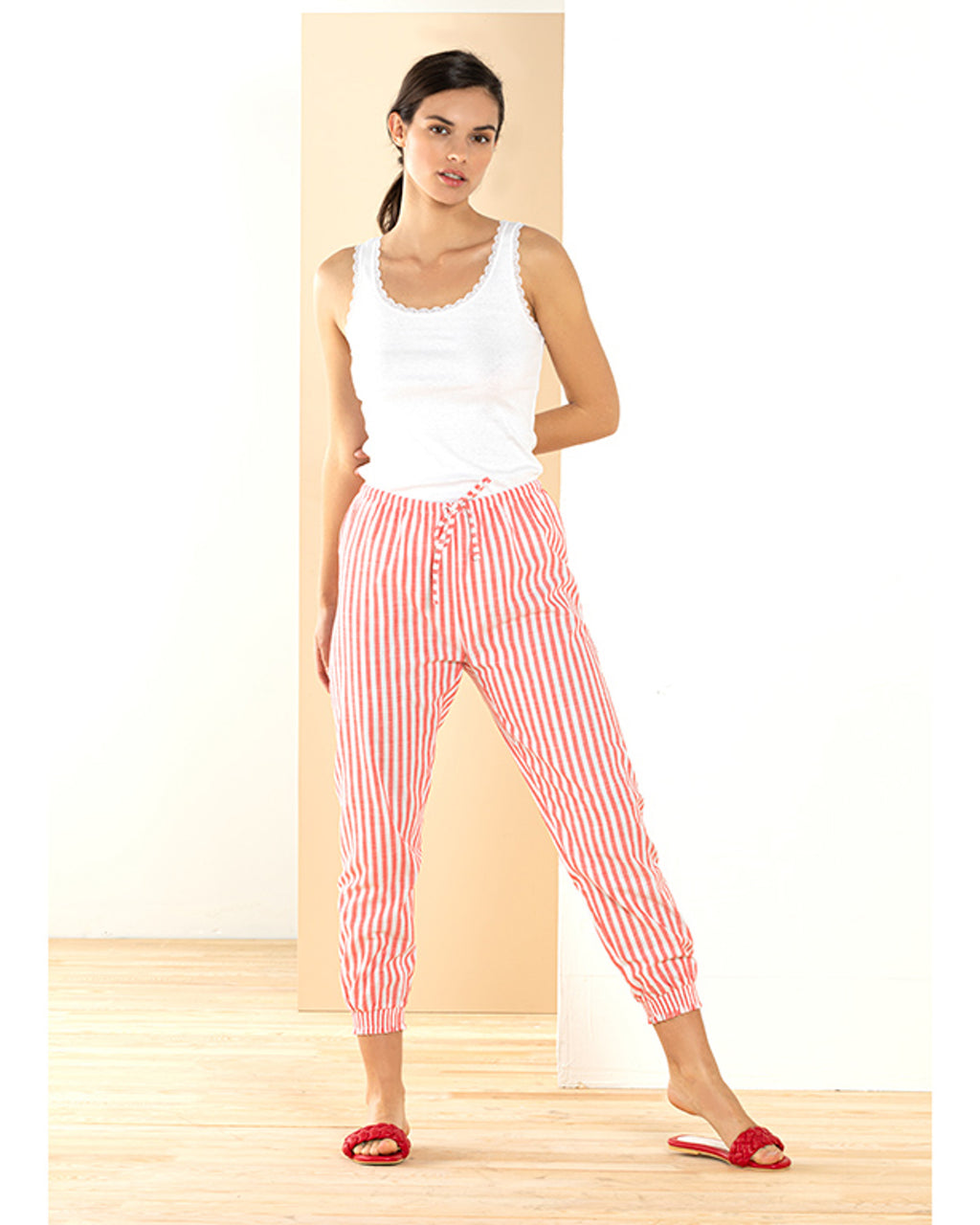 Strped Red Woven Long Johns M Red (view 2)