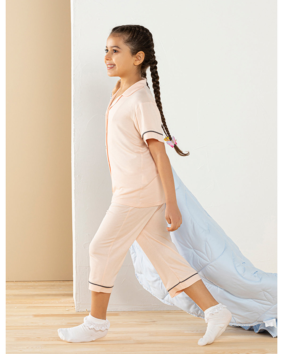 mom& Girl KID Viscose Pajama Set 5-6 Years Powder (view 2)