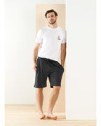 Sailboat Cotton Polyester Round Collar Pajama Set M Anthracite