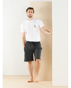 Sailboat Cotton Polyester Round Collar Pajama Set M Anthracite (view 2)