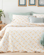 Summer Blossom Cotton Double Size Duvet Cover Set 200x220 cm Yellow